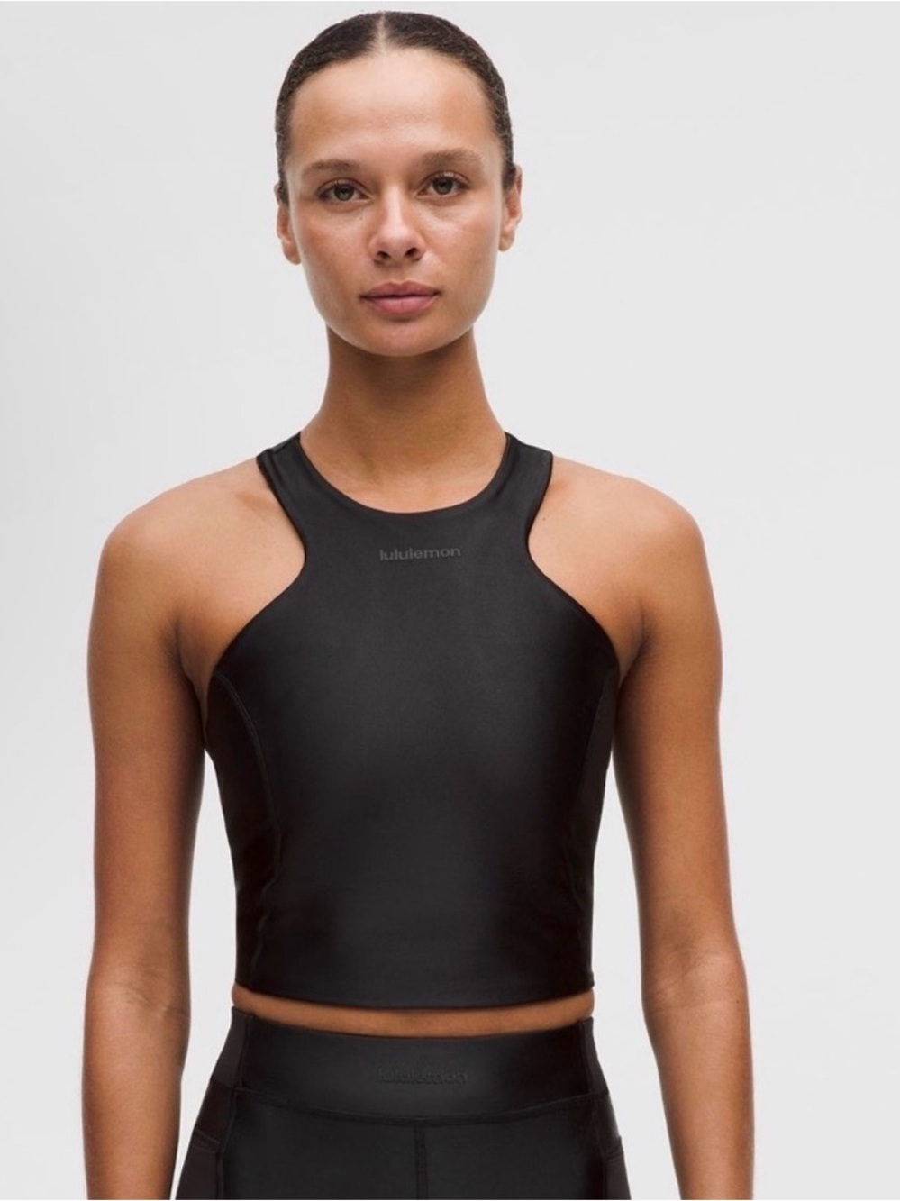 NWT Lululemon Satin Shine Tank with Wordmark in Black